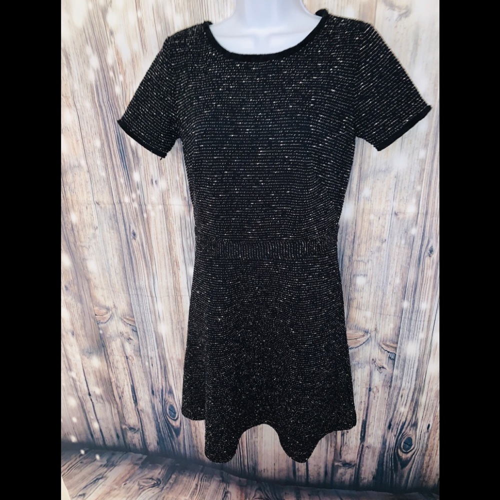 Loft Black Tweed Dress with Frayed Hem NWOT - Picture 3 of 7